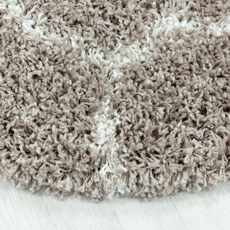Azure Hoogpolig Beige vloerkleed - Rond