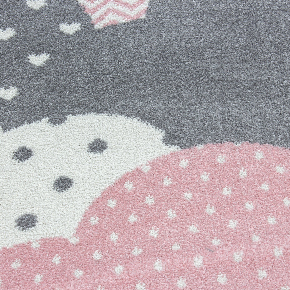 Kids Kinderkamer Rond Roze vloerkleed - Wolken