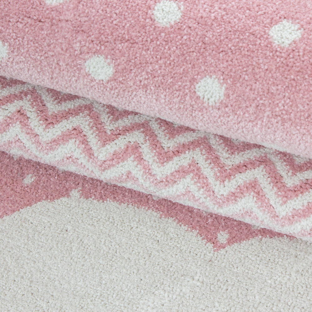 Kids Kinderkamer Rond Roze vloerkleed - Wolken Kids Kinderkamer Rond Roze vloerkleed - Wolken