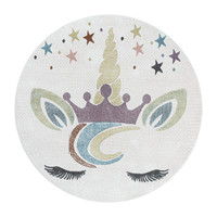 KIDS REPUBLIC KINDERKAMER ROND WIT VLOERKLEED EXOTIC EENHOORN