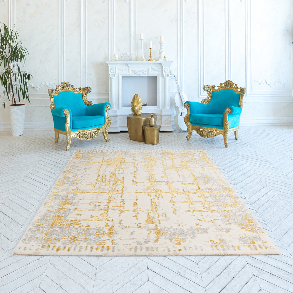 Flycarpets URSULA MODERN GOUD VLOERKLEED DESIGNER