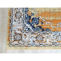 SARANDE VINTAGE ORANJE / BLAUW VLOERKLEED MEDAILLON