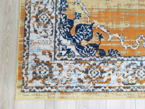 Sarande Vintage Oranje / Blauw vloerkleed - Medaillon