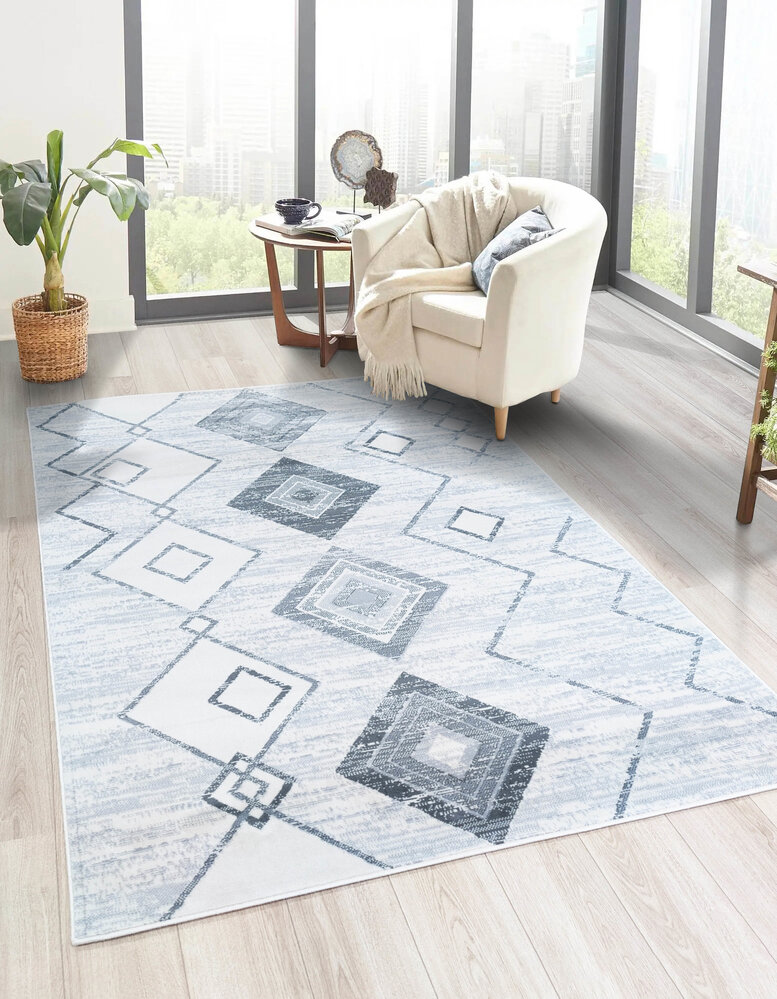 Sarande Vintage Grijs vloerkleed - Ruiten