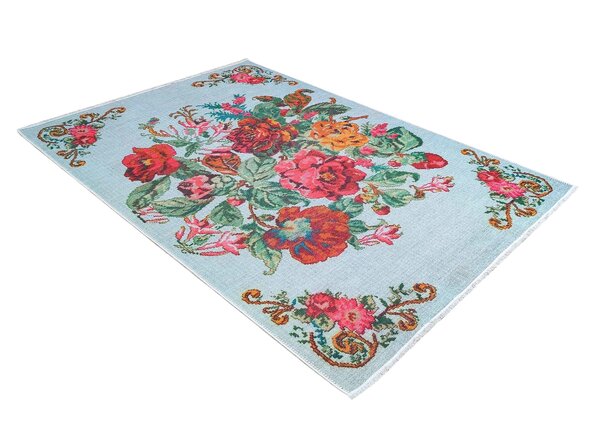 Adrasos Vintage Gebloemd Kelim Multi Wasbaar & Waterdicht