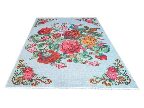 Adrasos Vintage Gebloemd Kelim Multi Wasbaar & Waterdicht