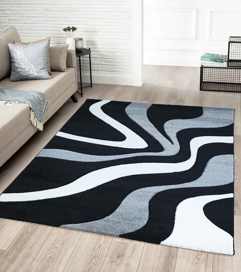 Kristal Modern Zwart vloerkleed