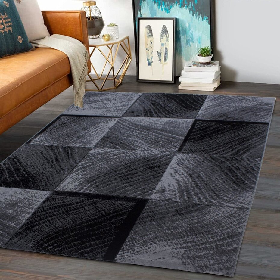 Marlon Modern Zwart / Grijs vloerkleed - Geblokt Marlon Modern Zwart / Grijs vloerkleed - Geblokt