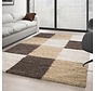 Hoogpolig vloerkleed -candy Shaggy Mocca Geblokt