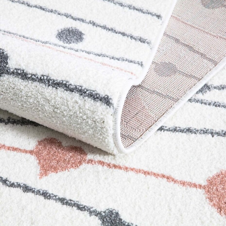 Playful Pals Kids Kinderkamer Crème vloerkleed - Hartjes