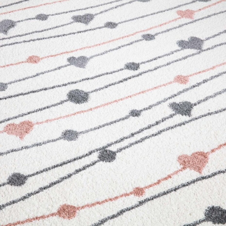 Playful Pals Kids Kinderkamer Crème vloerkleed - Hartjes