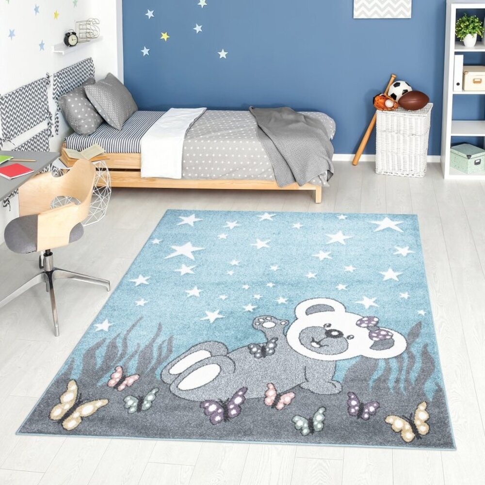 Playful Pals Kids Kinderkamer Blauw vloerkleed - Beertje Playful Pals Kids Kinderkamer Blauw vloerkleed - Beertje