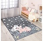 Playful Pals Kids Kinderkamer Grijs / Roze vloerkleed - Beertje