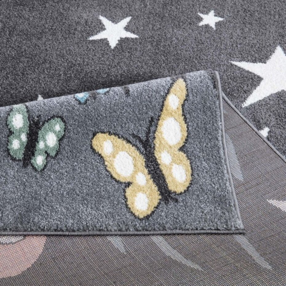 Playful Pals Kids Kinderkamer Grijs / Roze vloerkleed - Beertje