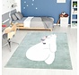 Playful Pals Kids Kinderkamer Groen vloerkleed - Ijsbeer