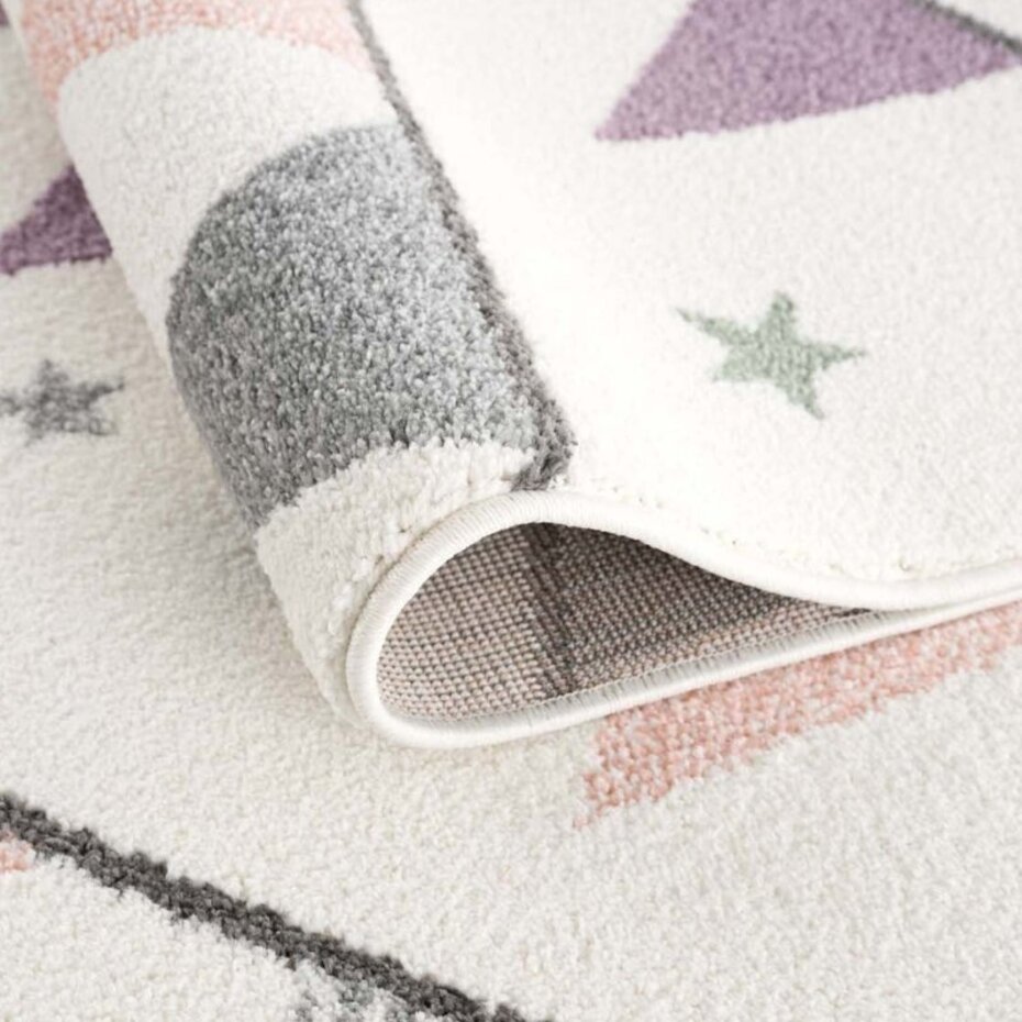 Playful Pals Kids Kinderkamer Crème vloerkleed - Vlaggetjes