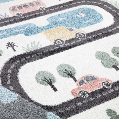 Playful Pals Kids Kinderkamer Crème vloerkleed - Stad