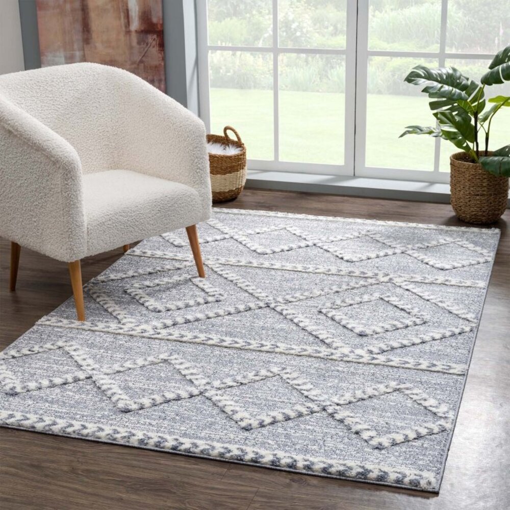 Solace Hoogpolig Grijs vloerkleed - Geruit Solace Hoogpolig Grijs vloerkleed - Geruit