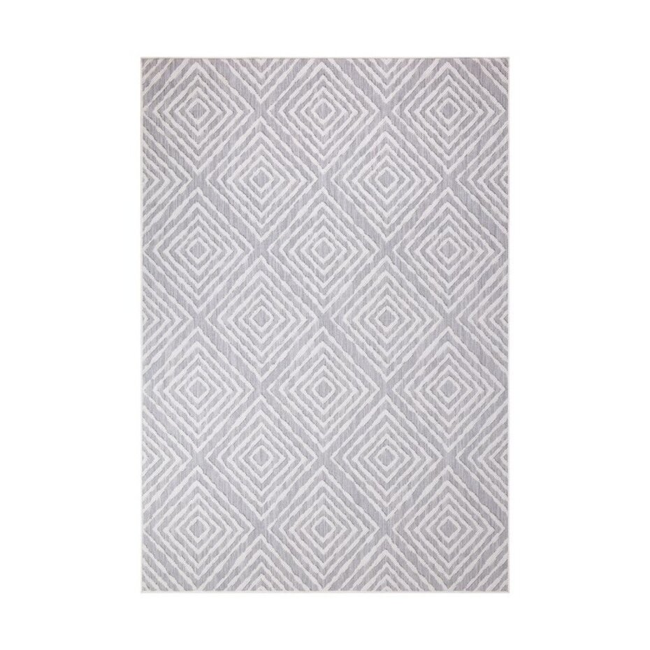 Lora Buitenkleed Geruit Grijs vloerkleed - Voor Binnen & Buiten