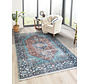 Vintage vloerkleed - Adrasos Medaillon Wasbaar & Waterdicht - Blauw