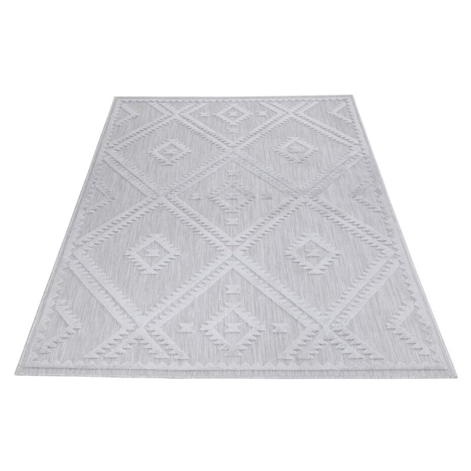 Caprenia Buitenkleed Geruit Zilver vloerkleed - Indoor & Outdoor