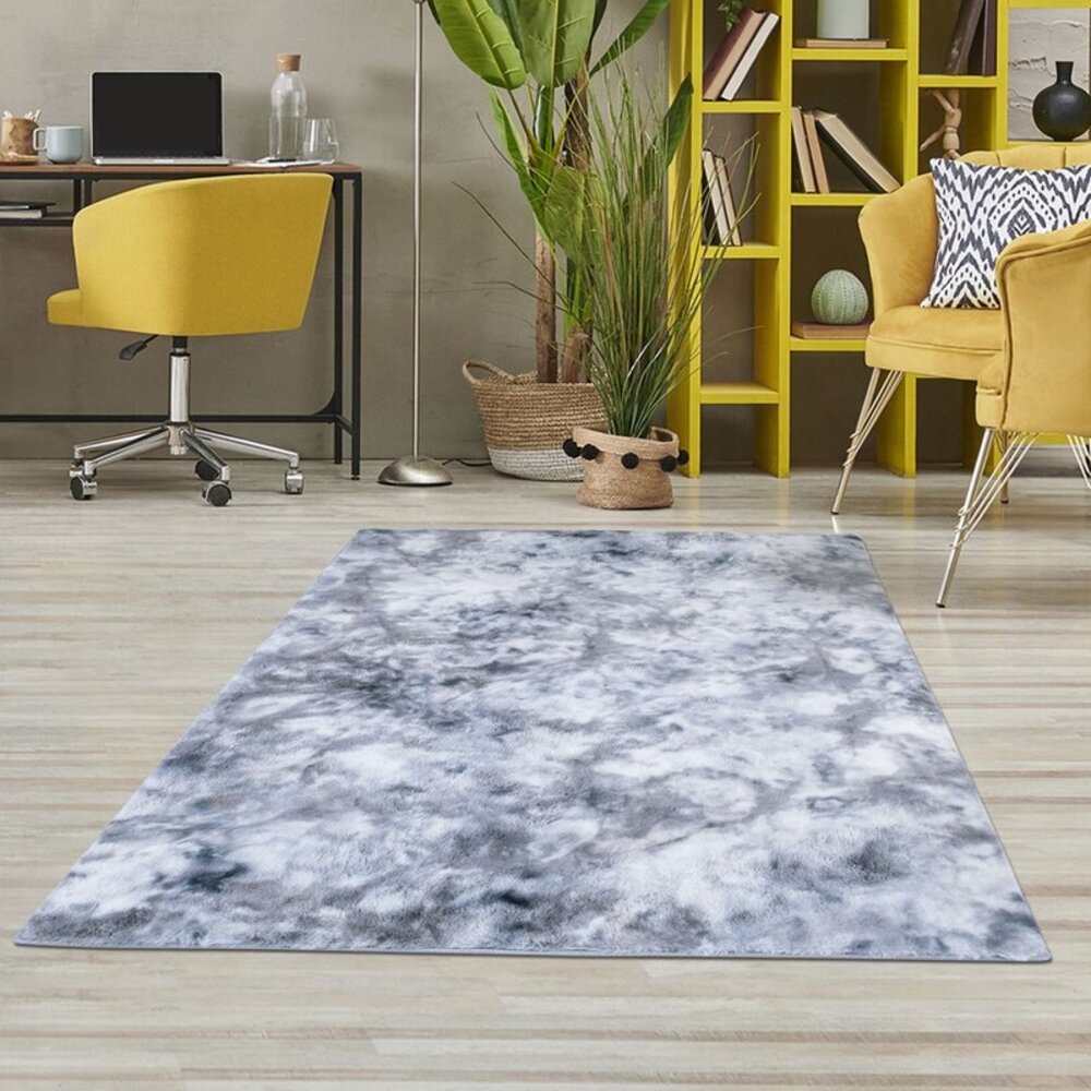 Cane Hoogpolig Grijs vloerkleed Fluffy Tie Dye Look