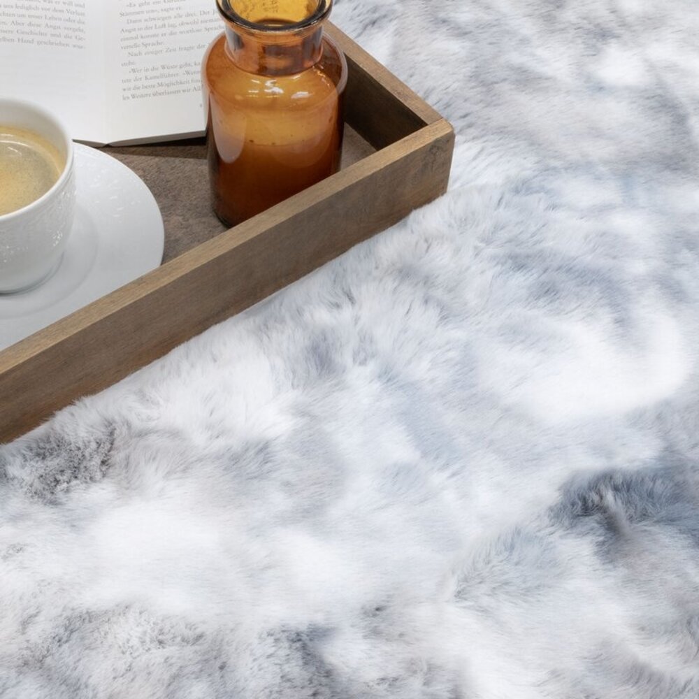 Cane Hoogpolig Grijs vloerkleed - Fluffy Tie Dye Look