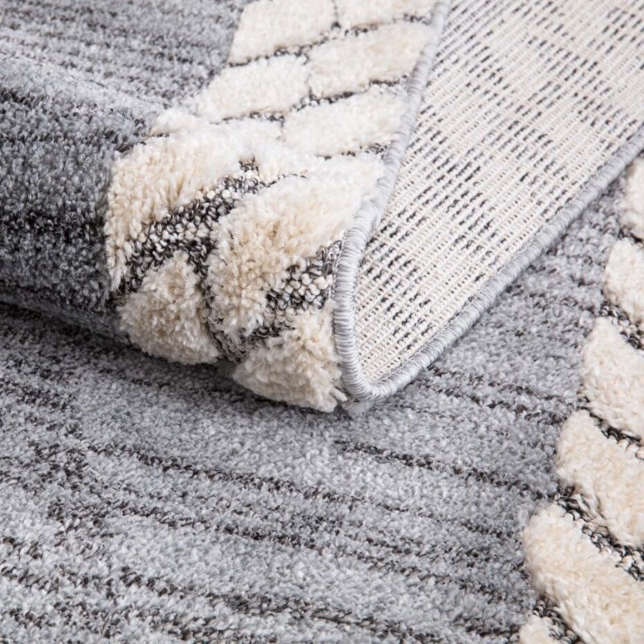 Amida Boho Style Grijs / Crème vloerkleed - Geruit