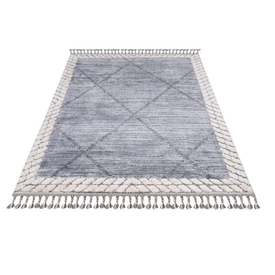 Amida Boho Style Grijs / Crème vloerkleed - Geruit