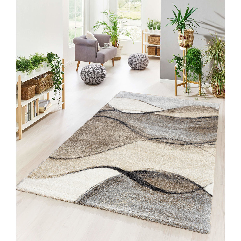 Flycarpets NIDA MODERN DESIGNER BEIGE GRIJS VLOERKLEED