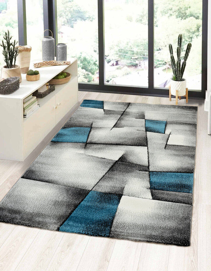 Kristal Modern Turquoise vloerkleed