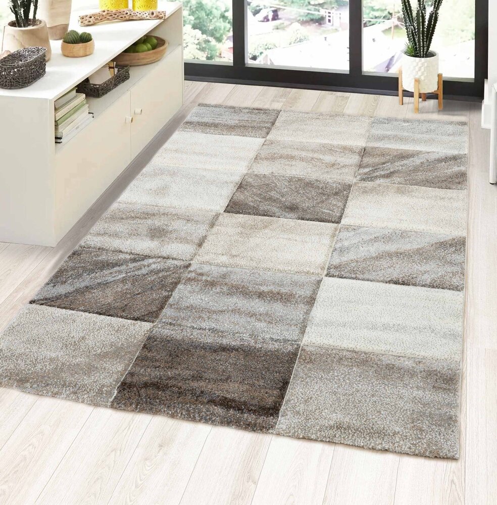 Vernazza Modern Beige / Grijs vloerkleed - Geblokt Vernazza Modern Beige / Grijs vloerkleed - Geblokt