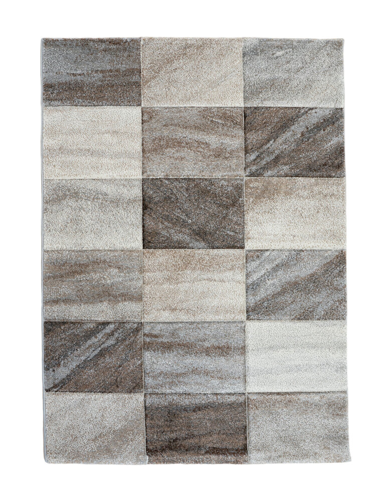 Vernazza Modern Beige / Grijs vloerkleed - Geblokt Vernazza Modern Beige / Grijs vloerkleed - Geblokt