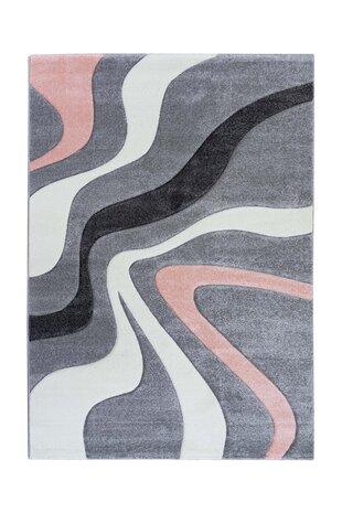 Kristal Modern Grijs / Roze vloerkleed