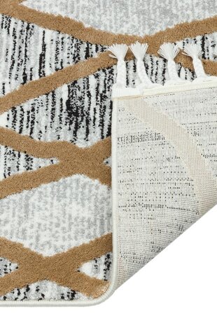 Deva Modern Beige / Grijs vloerkleed - Franjes