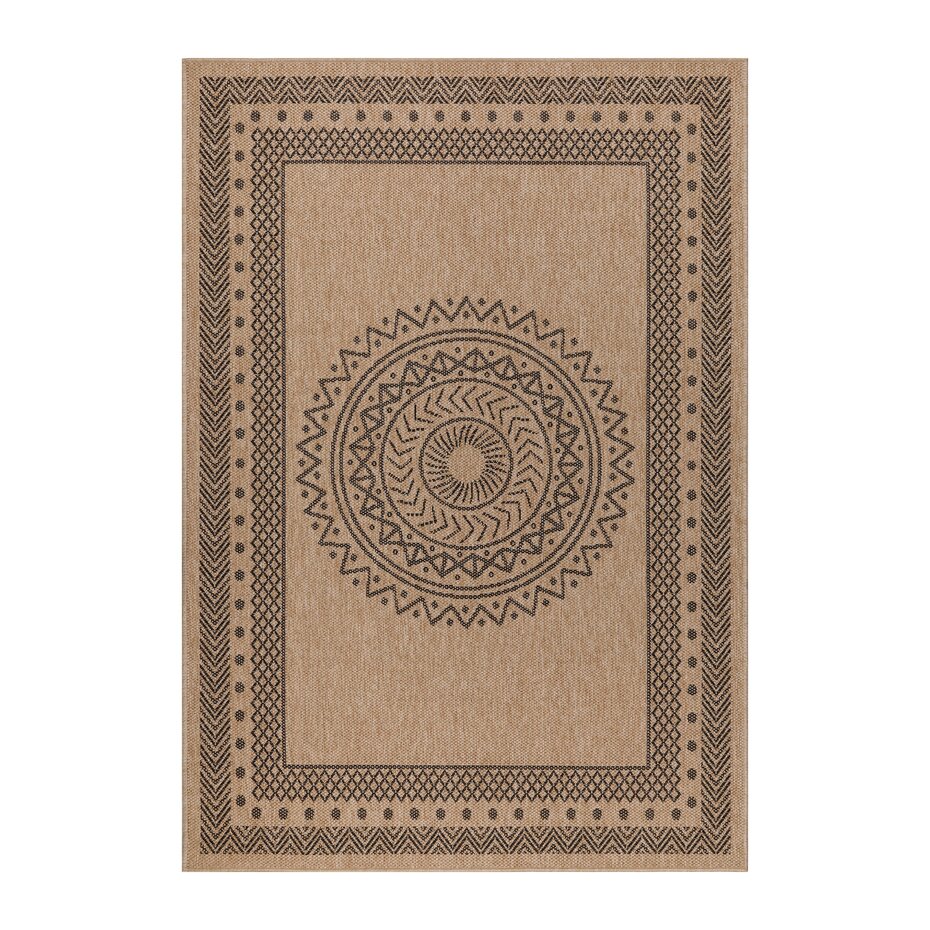 Lucia Naturel Sisal Beige / Zwart vloerkleed - Buitenkleed Voor Binnen & Buiten