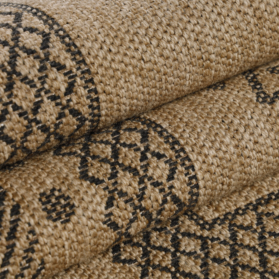 Lucia Naturel Sisal Beige / Zwart vloerkleed - Buitenkleed Voor Binnen & Buiten