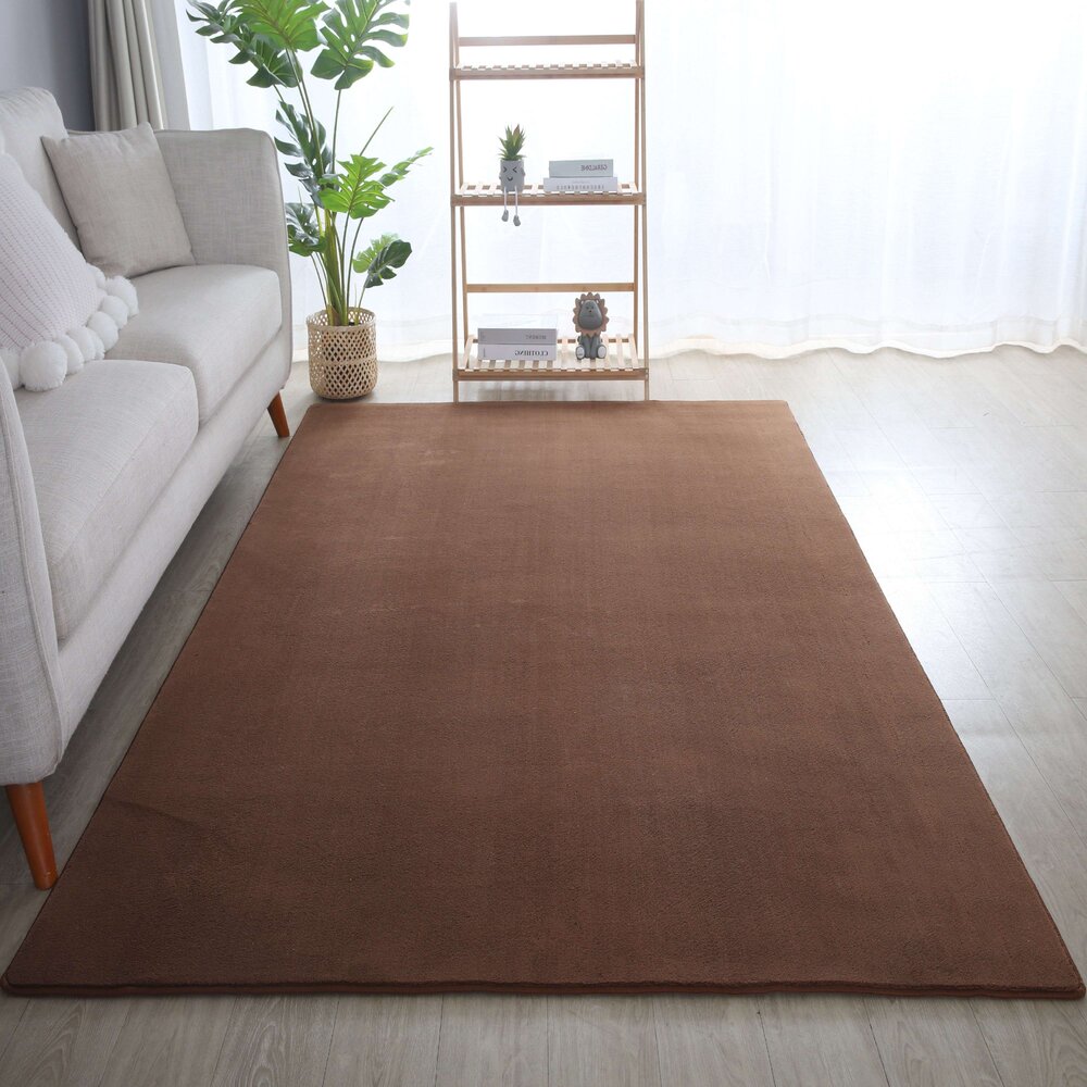 Laagpolig vloerkleed, Unicolor - Monochroom, Vloerkleed Bruin, 280 x 370 cm, Tapijten in moderne stijl, Tapijt woonkamer