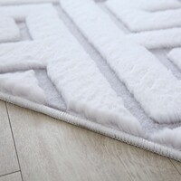 NONIA HOOGPOLIG FLUFFY WIT / ZILVER VLOERKLEED 3D DESIGN GEOMETRISCH