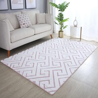 NONIA HOOGPOLIG FLUFFY WIT / ROZE VLOERKLEED 3D DESIGN GEOMETRISCH