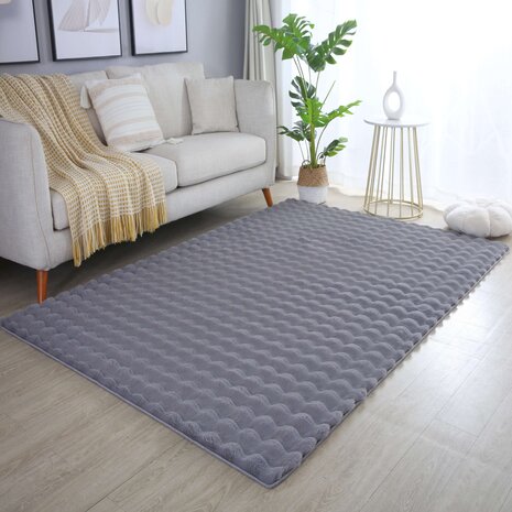 Felicia Hoogpolig Fluffy Grijs vloerkleed - 3D Design