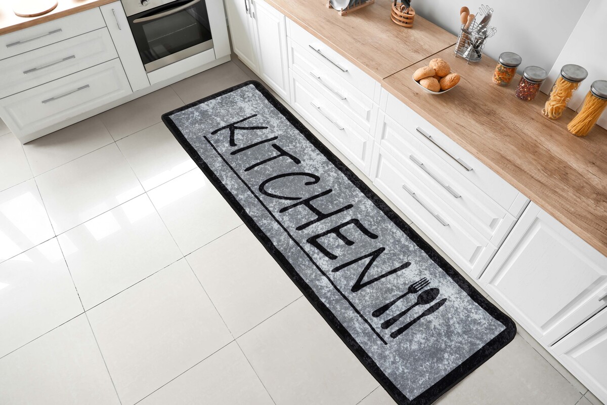 Kitchen 60X180 Cm Keuken Loper - Grijs - Wasbaar