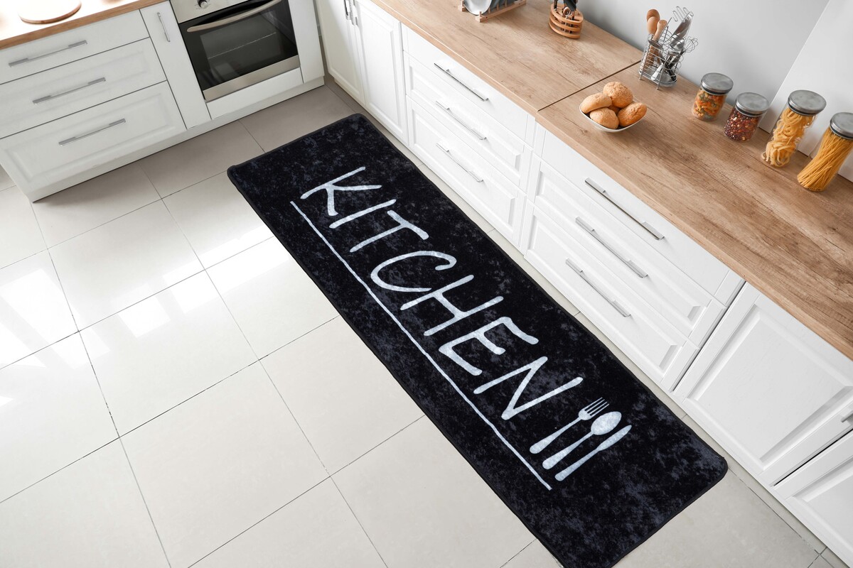 Kitchen 60X180 Cm Keuken Loper - Zwart - Wasbaar Kitchen 60X180 Cm Keuken Loper - Zwart - Wasbaar