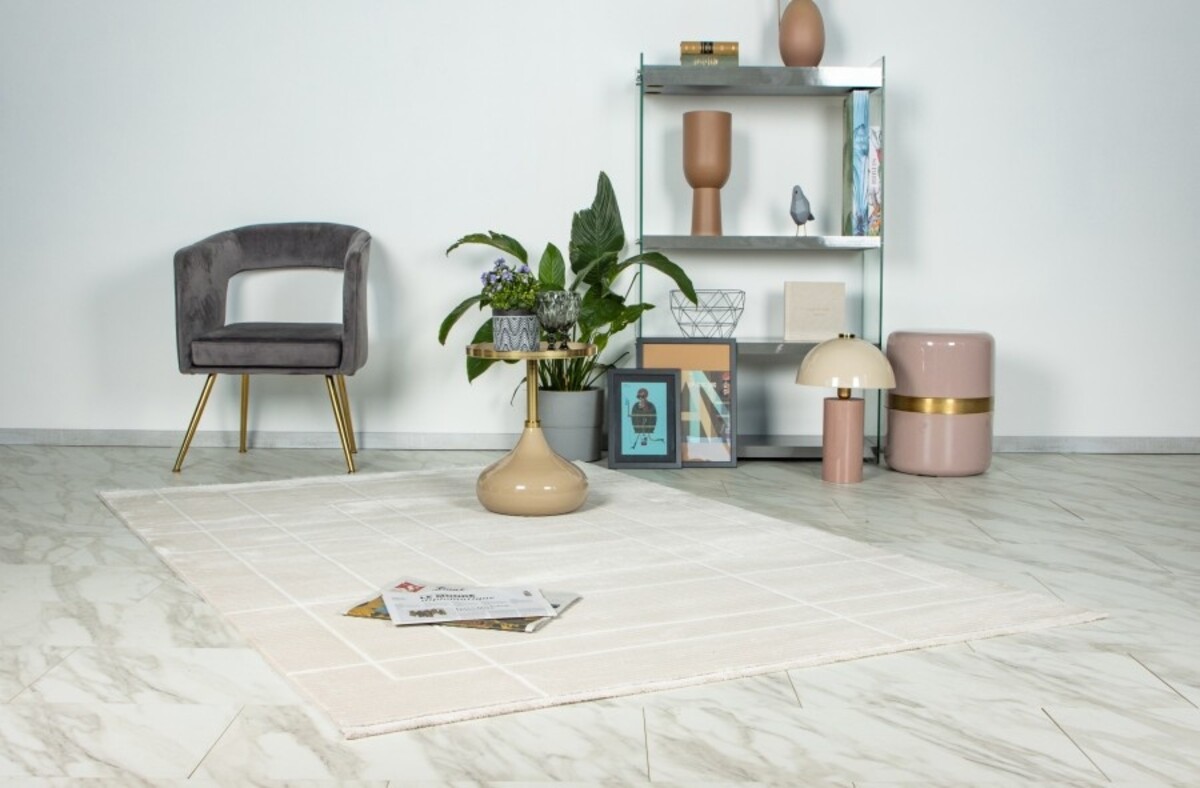Claire vloerkleed - Japandi Stijl Geblokt En Gestreept Modern - Beige