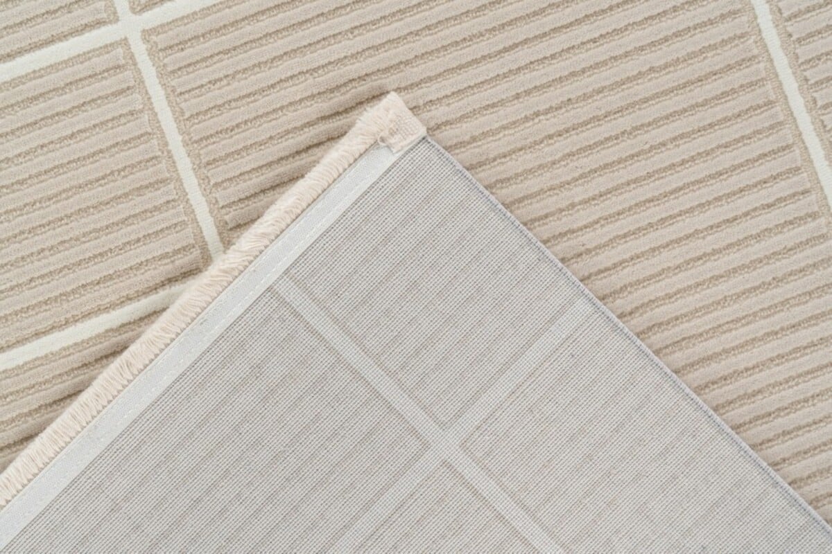 Claire vloerkleed - Japandi Stijl Geblokt En Gestreept Modern - Beige