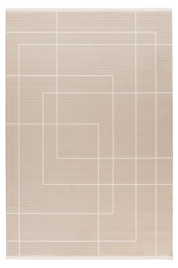 Claire vloerkleed - Japandi Stijl Geblokt En Gestreept Modern - Beige