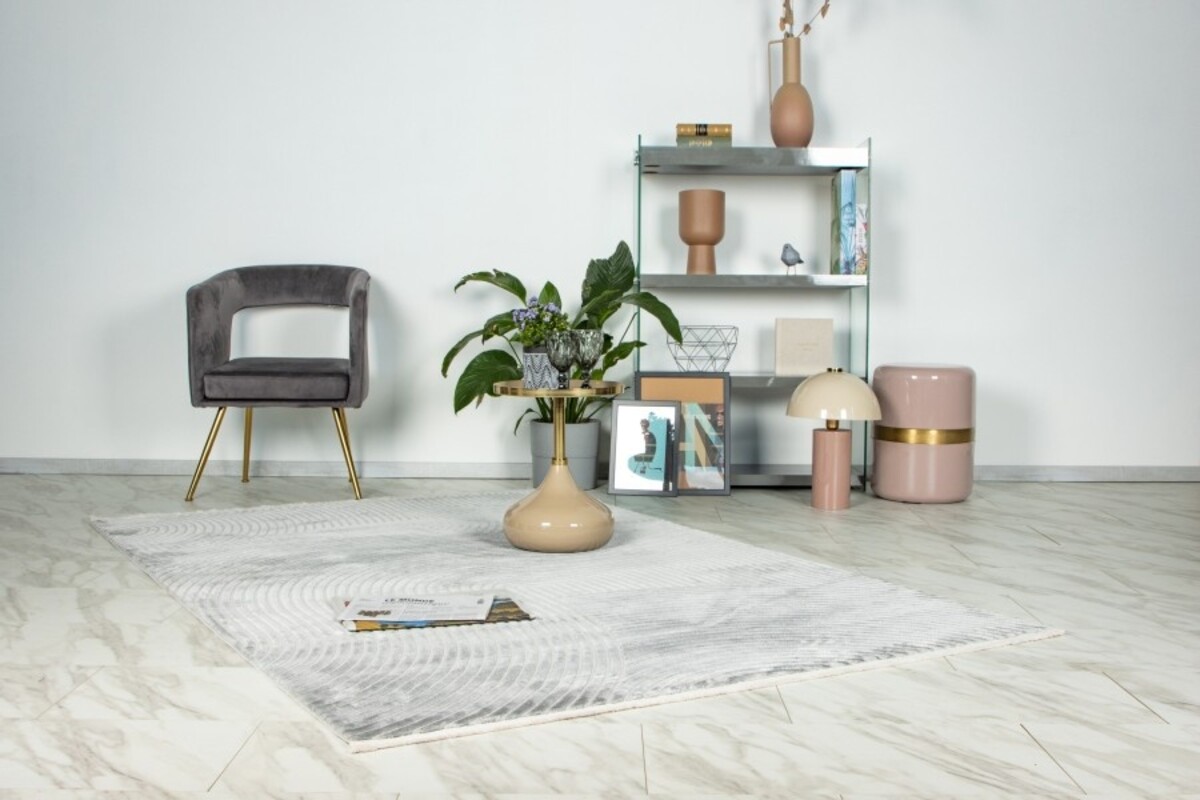 Claire vloerkleed - Japandi Stijl Halve Cirkels Modern - Grijs Claire vloerkleed - Japandi Stijl Halve Cirkels Modern - Grijs