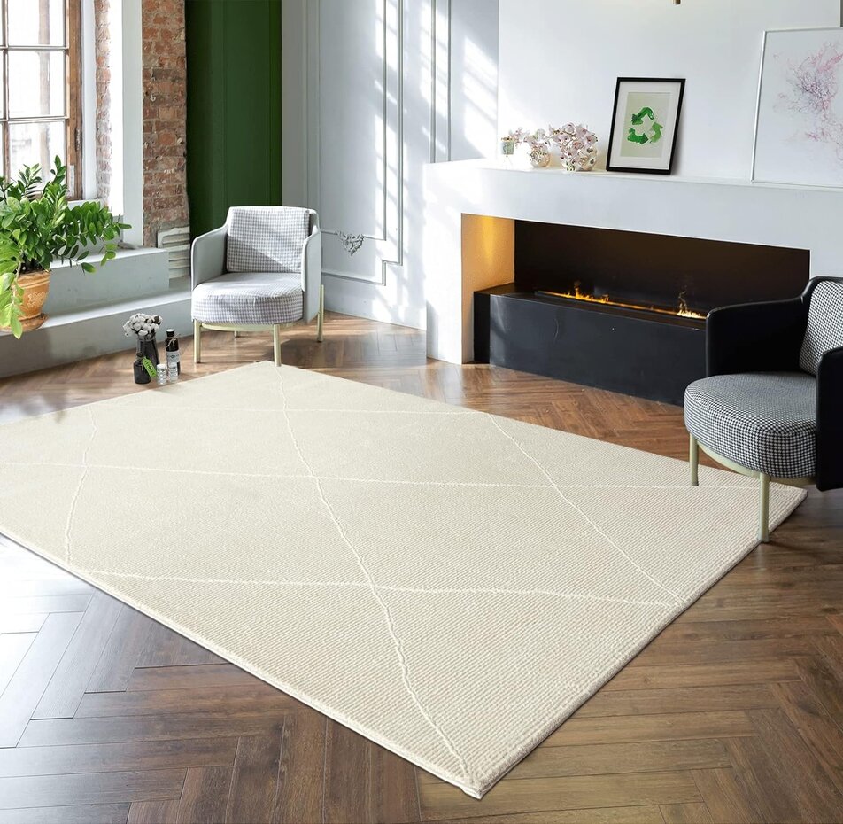 Aurelia Modern Crème vloerkleed - Geruit