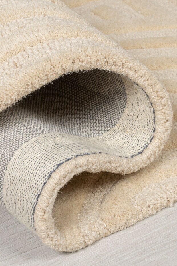 Zen vloerkleed - Japandi - Laagpolig - 100% Wol Modern - Naturel / Beige Zen vloerkleed - Japandi - Laagpolig - 100% Wol Modern - Naturel / Beige