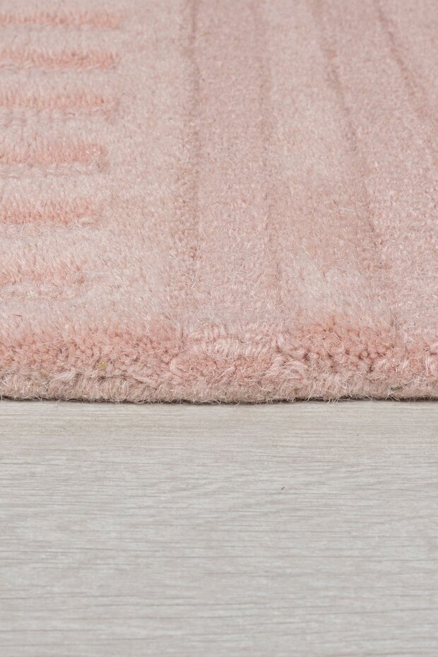 Zen vloerkleed - Japandi - Laagpolig - 100% Wol Modern - Roze Zen vloerkleed - Japandi - Laagpolig - 100% Wol Modern - Roze